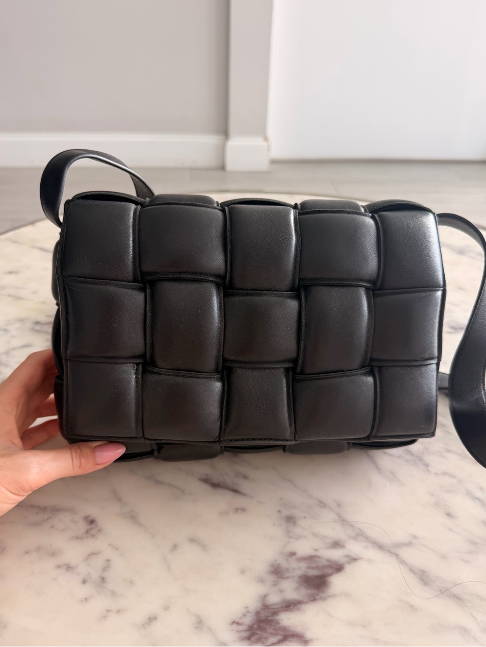 Bottega Veneta Black Leather Padded Cassette Crossbody Bag